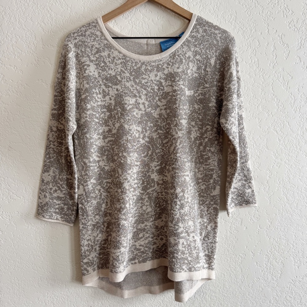 Simply Vera Vera Wang Taupe and Cream Sweater | XS